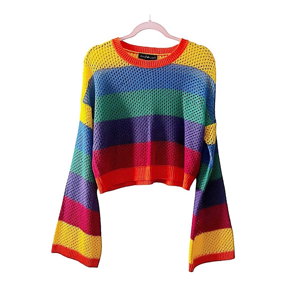 Derek Heart colorful open knit sweater size Large